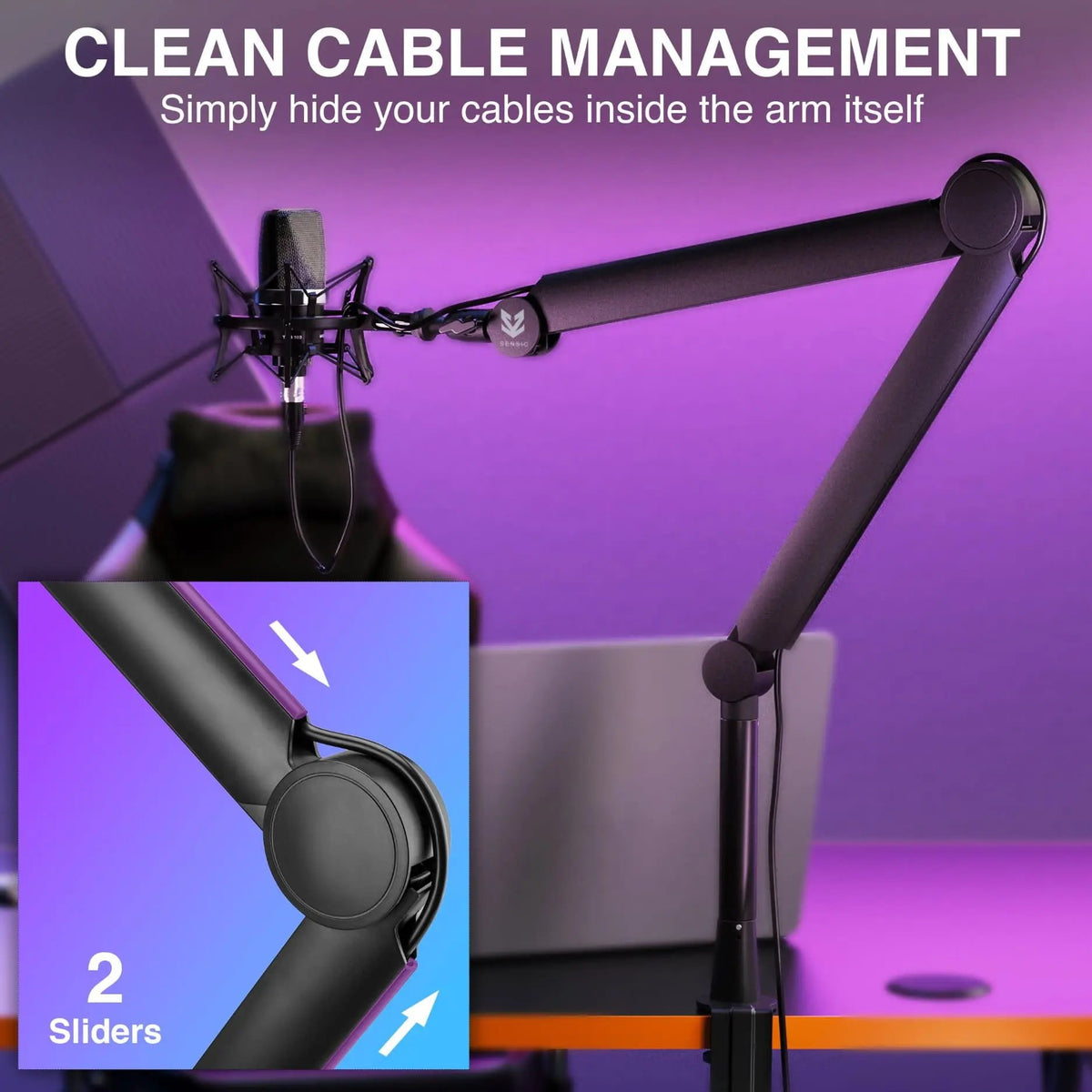 SA-30 boom arm hidden cable management