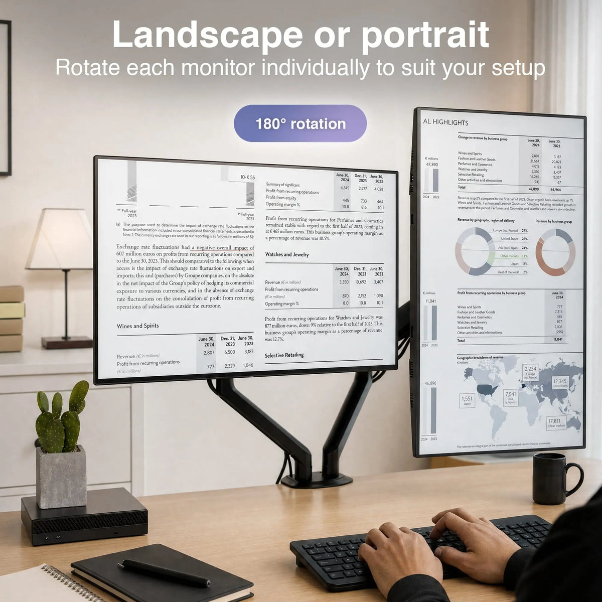 MA-20 monitors in vertical and horizontal positions