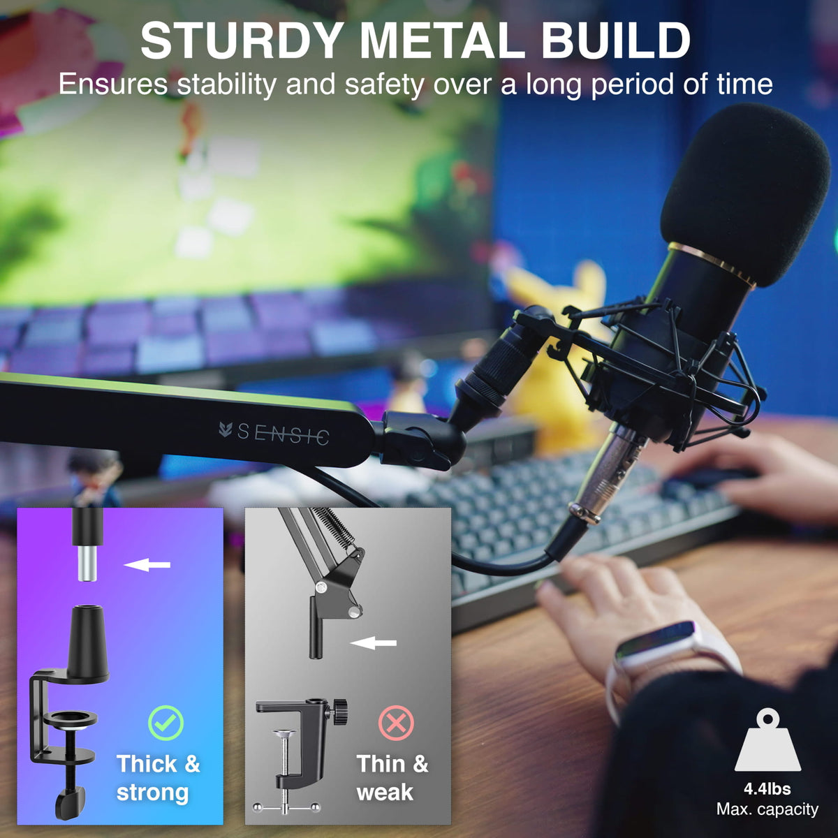 SA-30 LP microphone arm metal construction